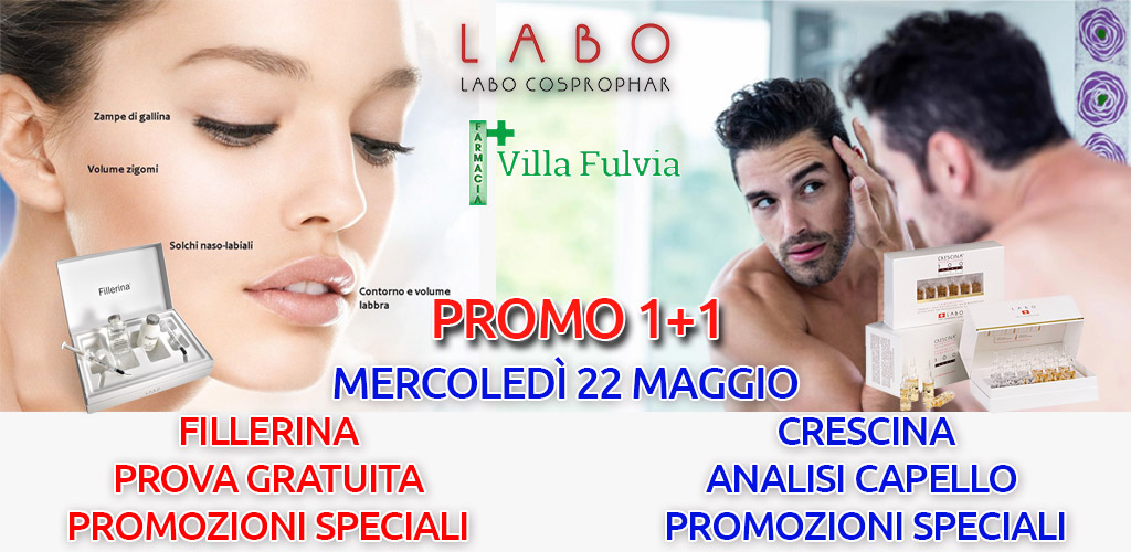 Mercoledì 22 Maggio grande giornata LABO: prova Fillerina, promo speciali, analisi capello, promo 1+1