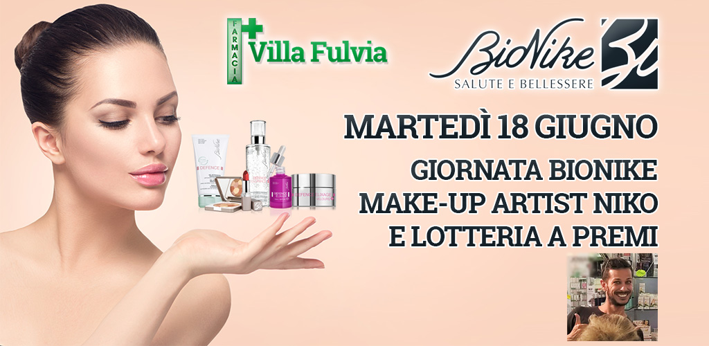 Martedì 18 Giugno Giornata BioNike; Make-Up artist Niko e lotteria a premi