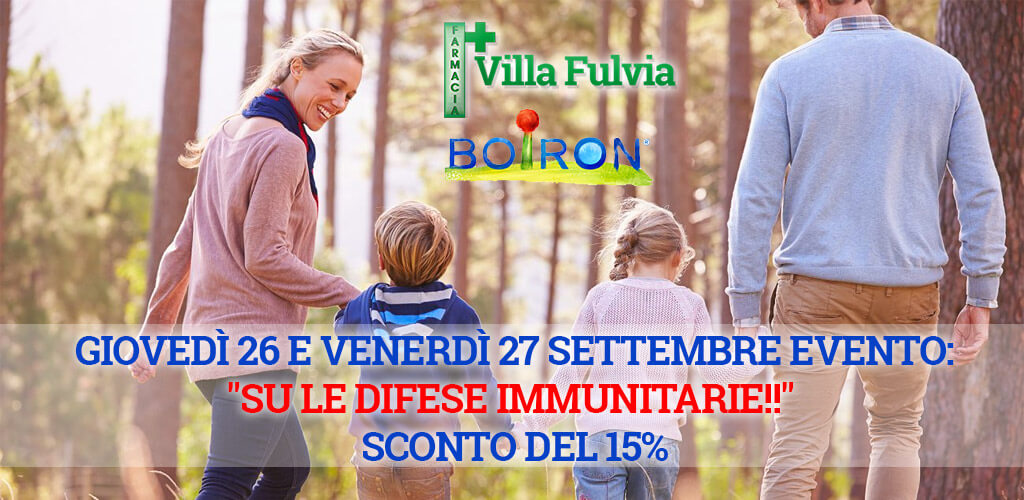 Giovedì 26 e Venerdì 27 Settembre evento: "SU le difese immunitarie!!" SCONTO del 15%