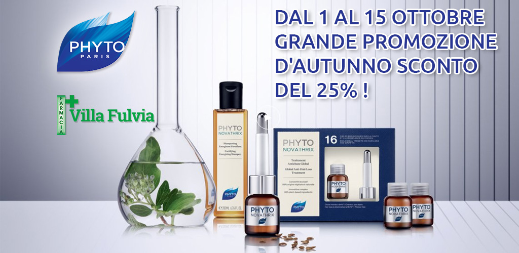 Dal 1 al 15 Ottobre Grande Promozione d'Autunno Phyto: prodotti per capelli sconto del 25% !
