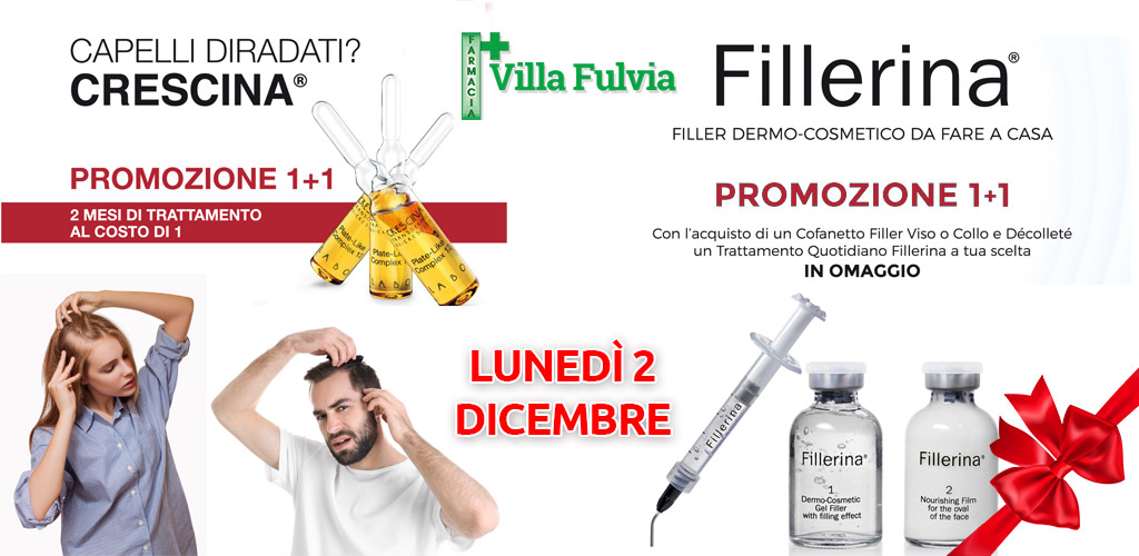 Lunedì 2 Dicembre Giornata Labo: prova Fillerina e Crescina, promozioni 1+1