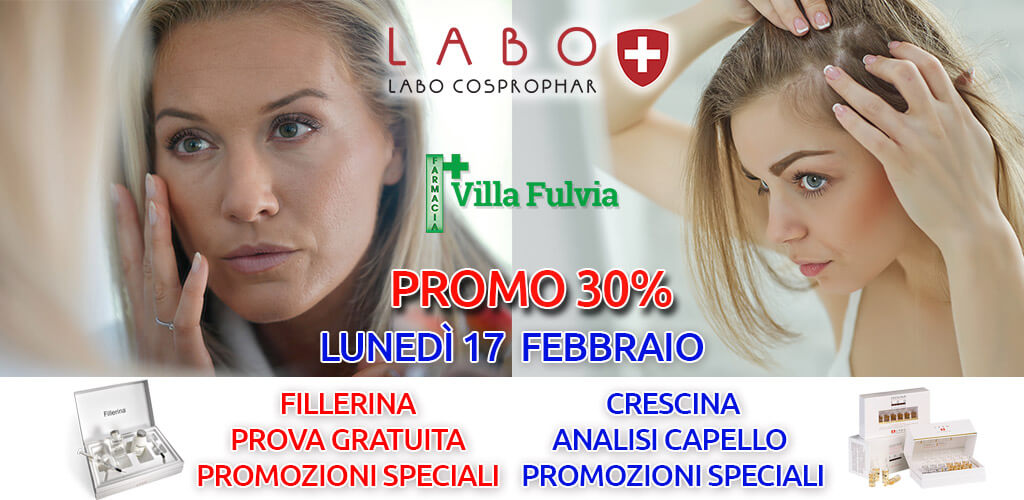 Lunedi 17 Febbraio giornata LABO: prove e consulenze Fillerina per il viso e Crescina per i capelli, sconto del 30%