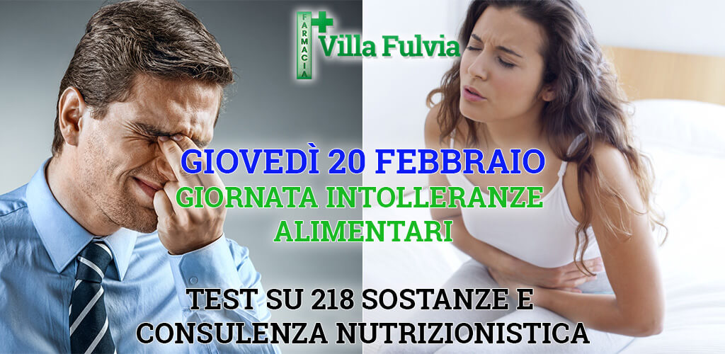 Giovedì 20 Febbraio Giornata Intolleranze alimentari: test su 218 sostanze e consulenza nutrizionistica