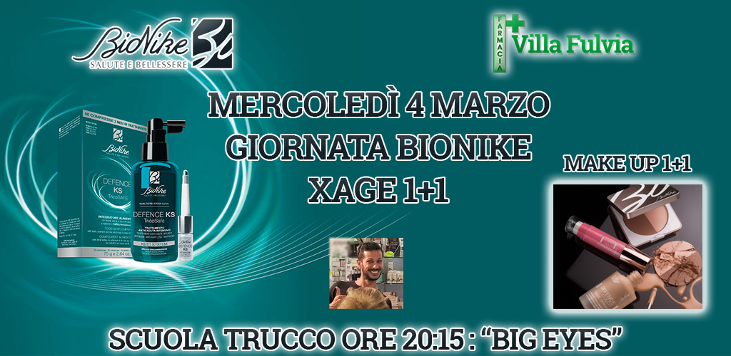 Mercoledì 4 Marzo giornata BioNike e Scuola trucco la sera. Viso, corpo, capelli: sconti dal 20% al 50%, Makeup 1+1