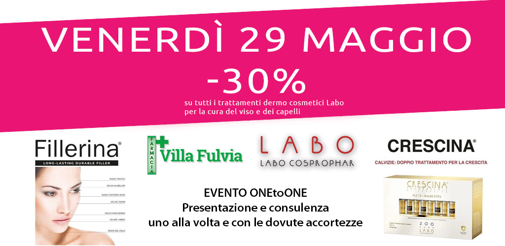 Venerdi 29 Maggio giornata Fillerina , X-Ingredients, Crescina - Grandi promo !!