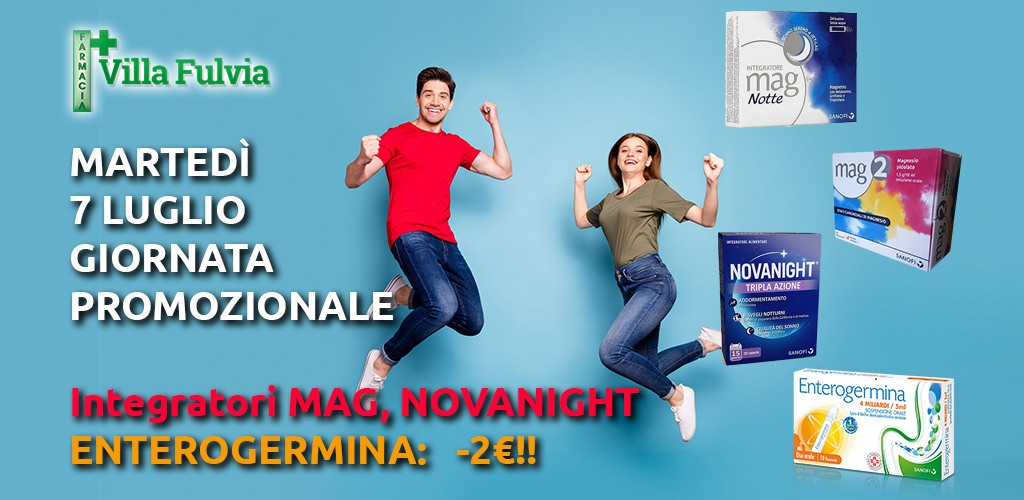 Martedì 7 Luglio giornata promozionale integratori mag, novanight ed enterogermina: -2€