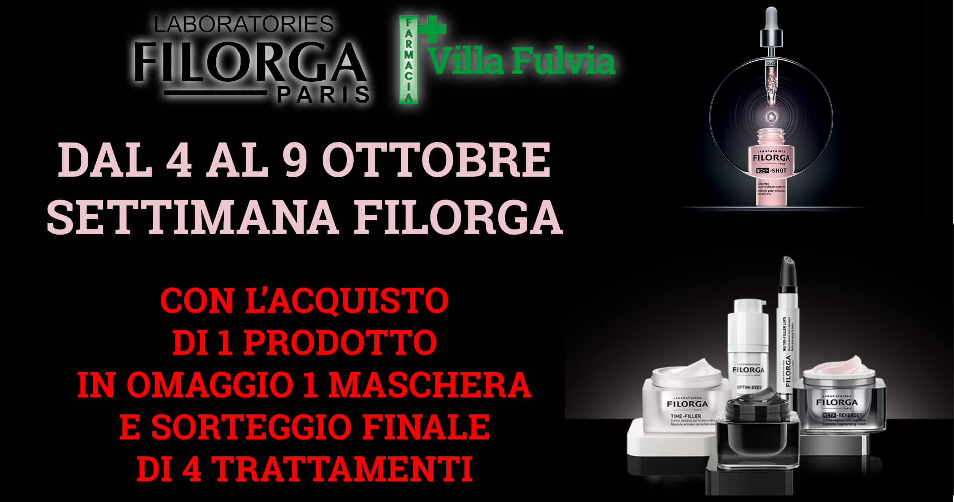 Dal 4 al 9 Ottobre settimana Filorga. Scopri le novità! Omaggi.