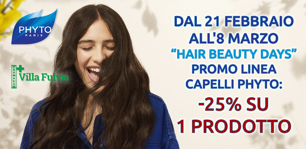 Dal 21 Febbraio al'8 Marzo “Hair Beauty Days” promo linea capelli Phyto: -25% su 1 prodotto