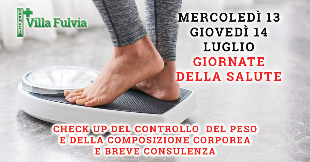 Mercoledì 13 e giovedì 14 Luglio check up del peso e composizione corporea