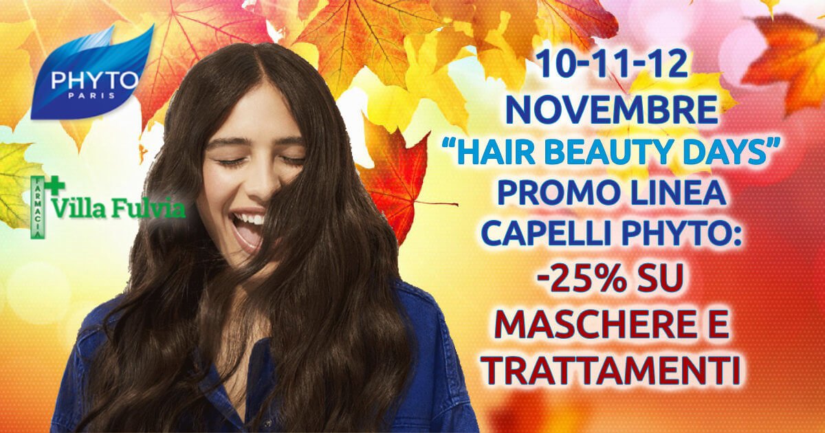 Da giovedì 10 a Sabato 12 Novembre -25% Phyto: maschere e trattamenti per capelli