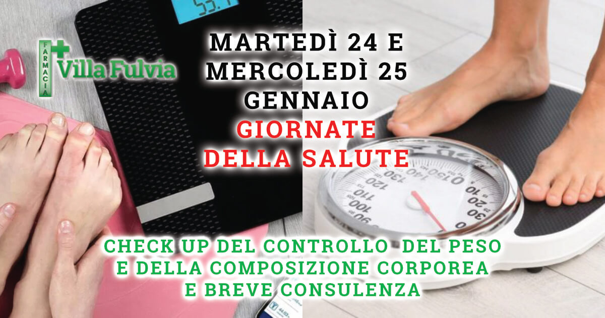 Martedì 24 e Mercoledì 25 Gennaio check up del peso e composizione corporea