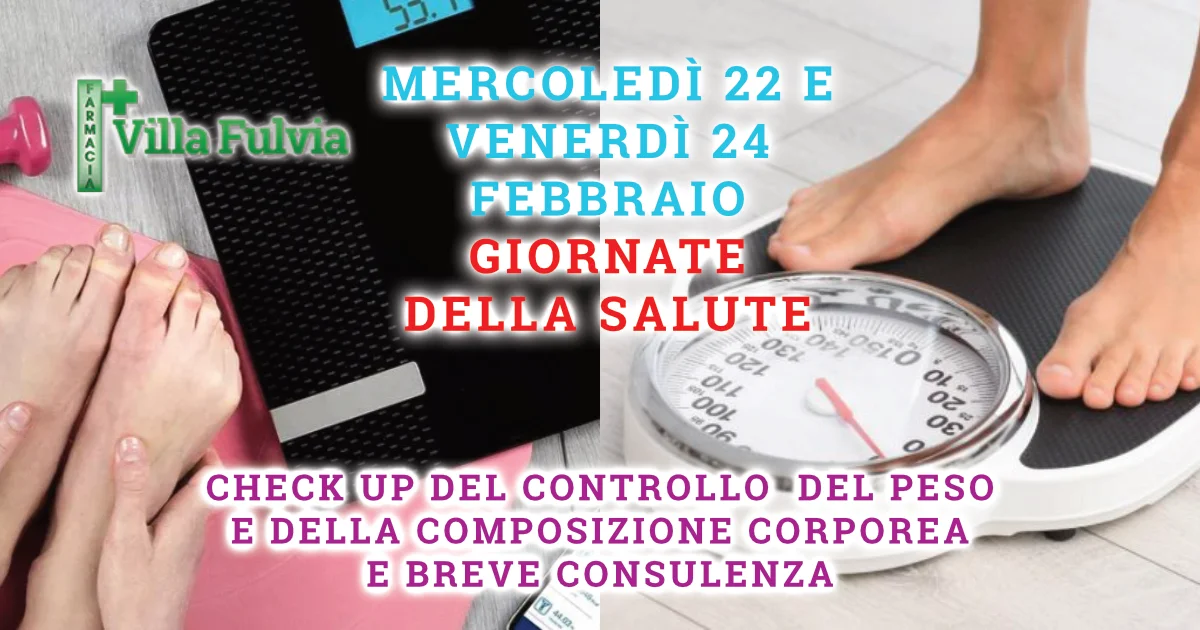Mercoledì 22 e Venerdì 24 Febbraio check up del peso e composizione corporea