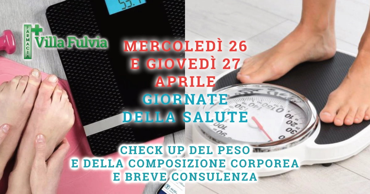 Mercoledì 26 e Giovedì 27 Aprile check up del peso e composizione corporea