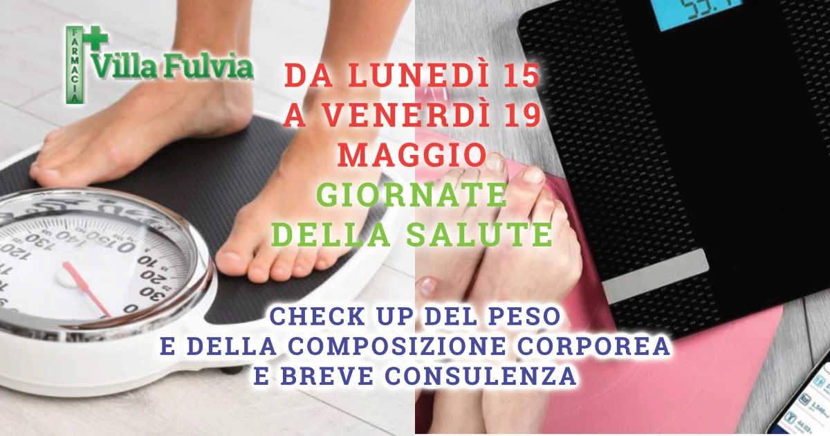 Da lunedì 15 a Venerdì 19 Maggio check up del peso e composizione corporea