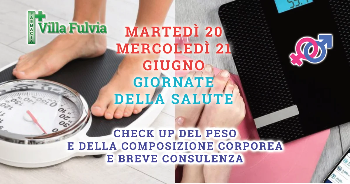 Martedì 20 e mercoledì 21 Giugno: check up del peso e composizione corporea