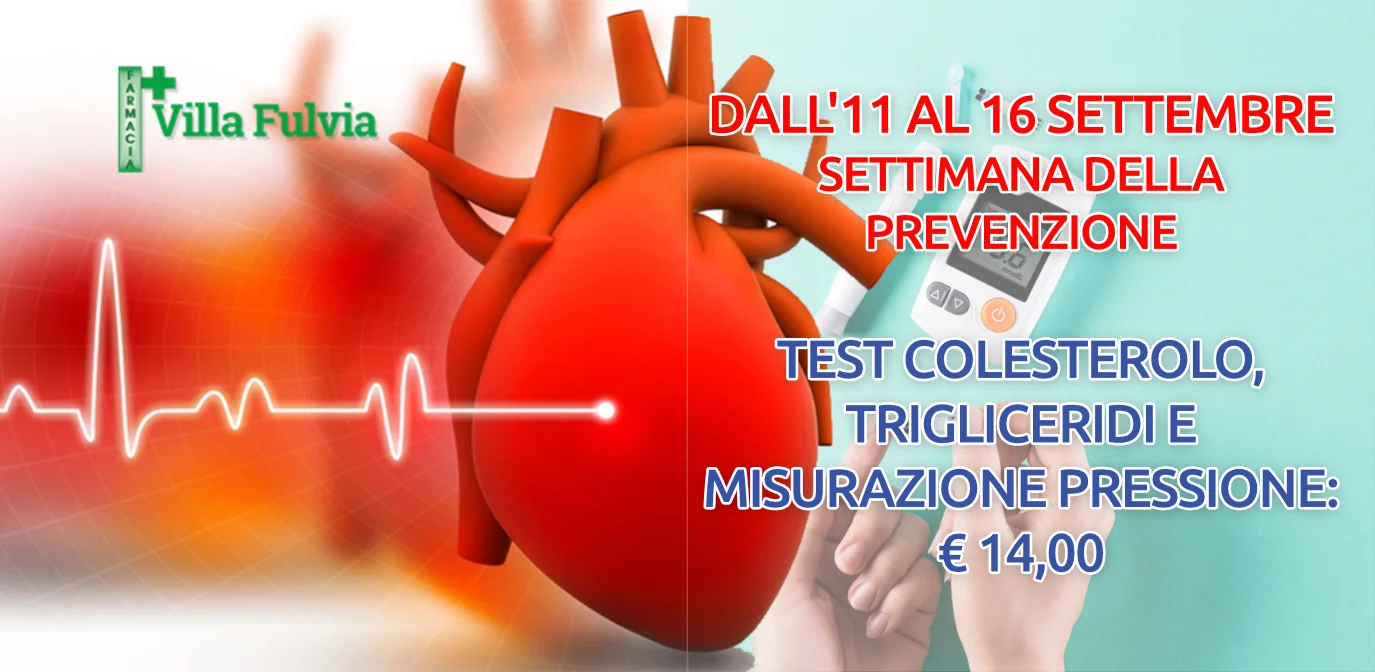 11-16 Settembre test colesterolo, tgl e pressione € 14,00