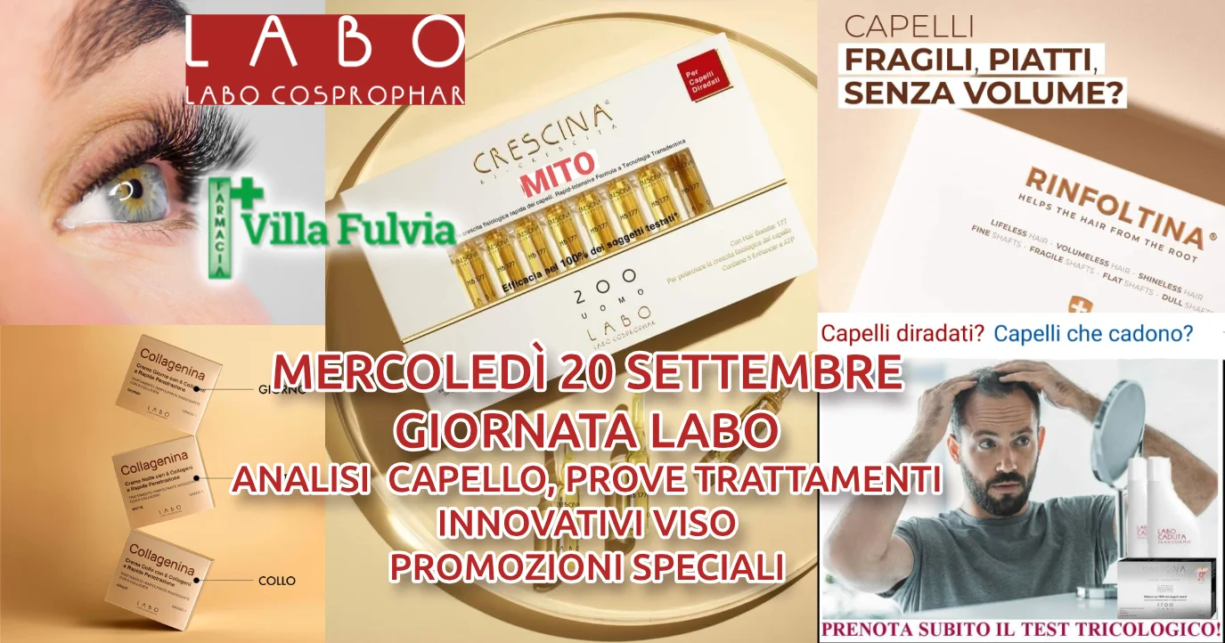 Mercoledì 20 Settembre giornata Labo: analisi capello, prove, trattamenti viso innovativi, promozioni speciali