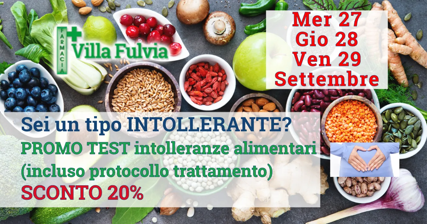 Mer 27, Gio 28, Ven 29 Settembre: PROMO TEST INTOLLERANZE ALIMENTARI, Sconto 20%