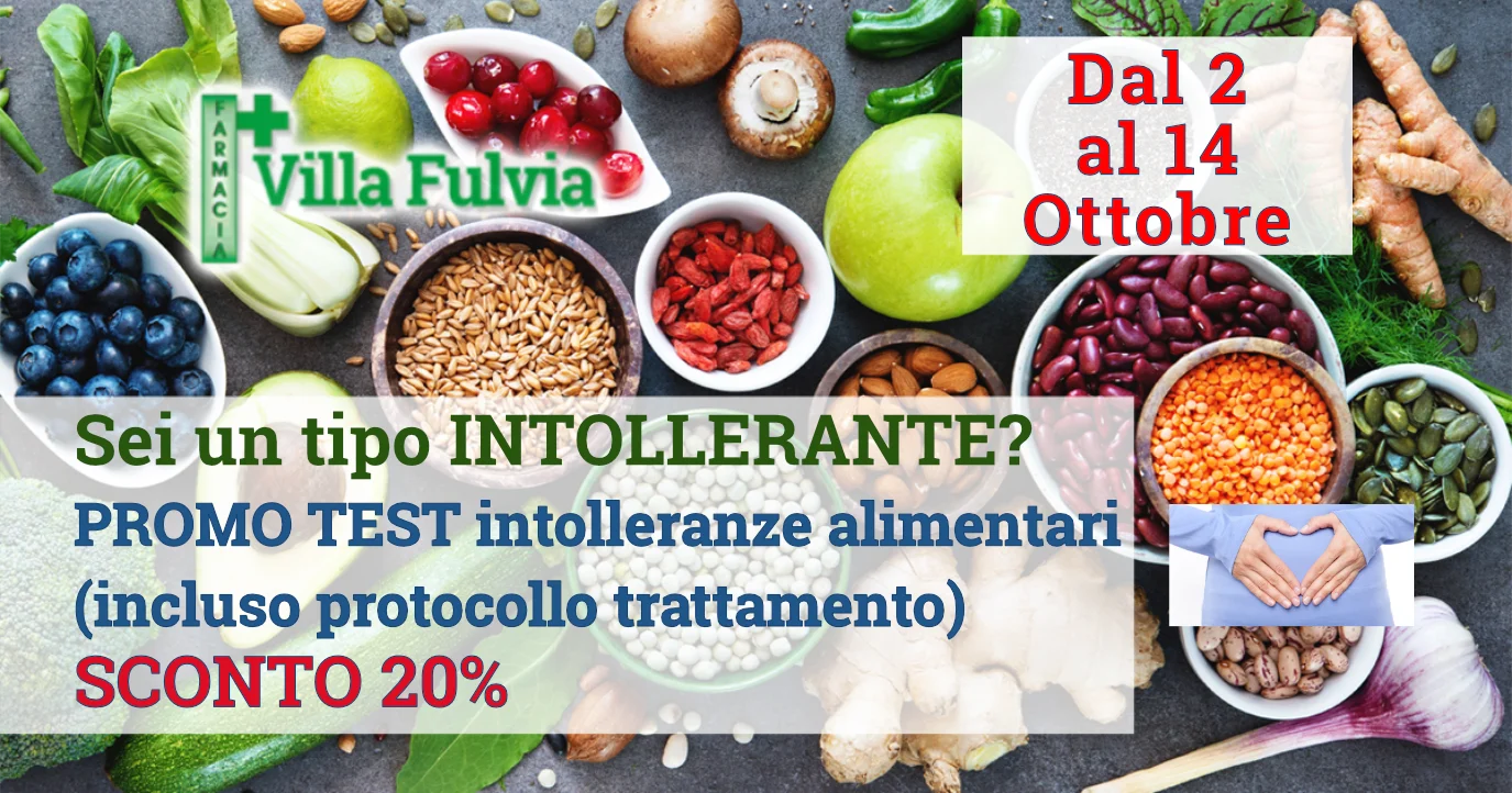 Dal 2 al 14 Ottobre: PROMO TEST INTOLLERANZE ALIMENTARI, Sconto 20%