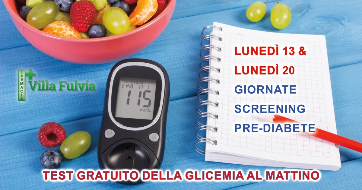 Lunedì 13 e lunedì 20 Novembre al mattino Test gratuito della GLICEMIA