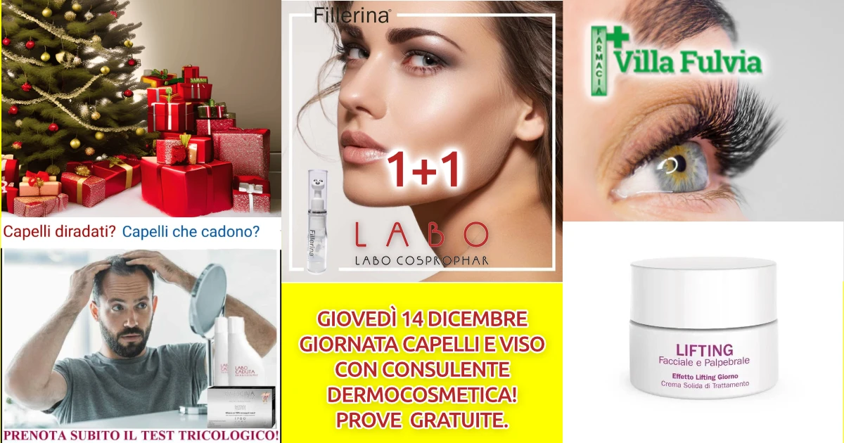 Giovedì 14 Dicembre giornata Labo: analisi capello, prove, trattamenti viso innovativi, promozioni speciali