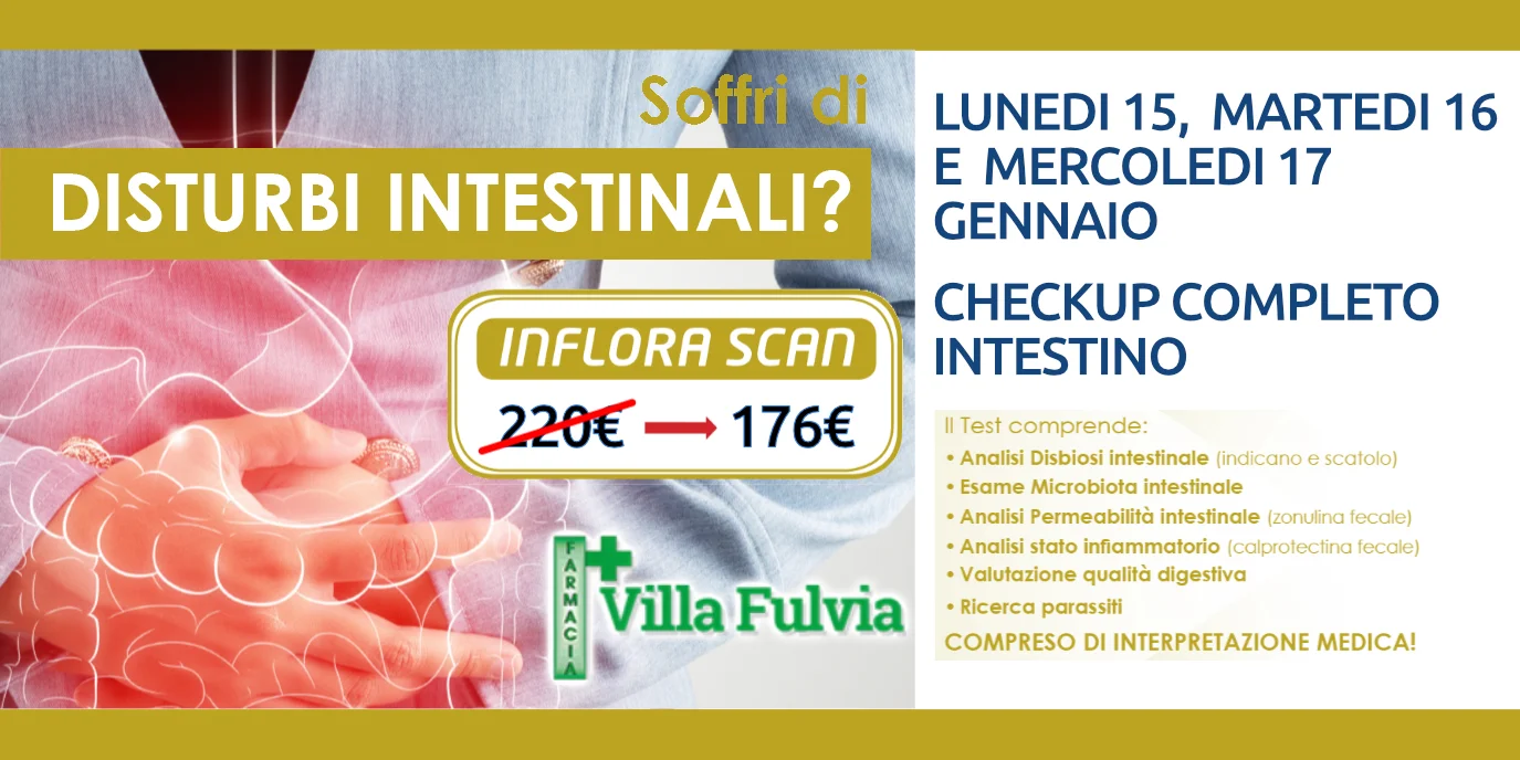 Lunedì 15, martedì 16, mercoledì 17 Gennaio giornate check up intestino, promozione!