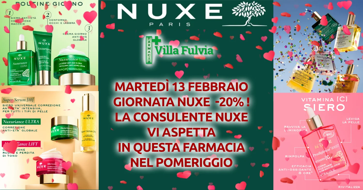 Martedì 13 febbraio Nuxe: -20% consulente nel pomeriggio