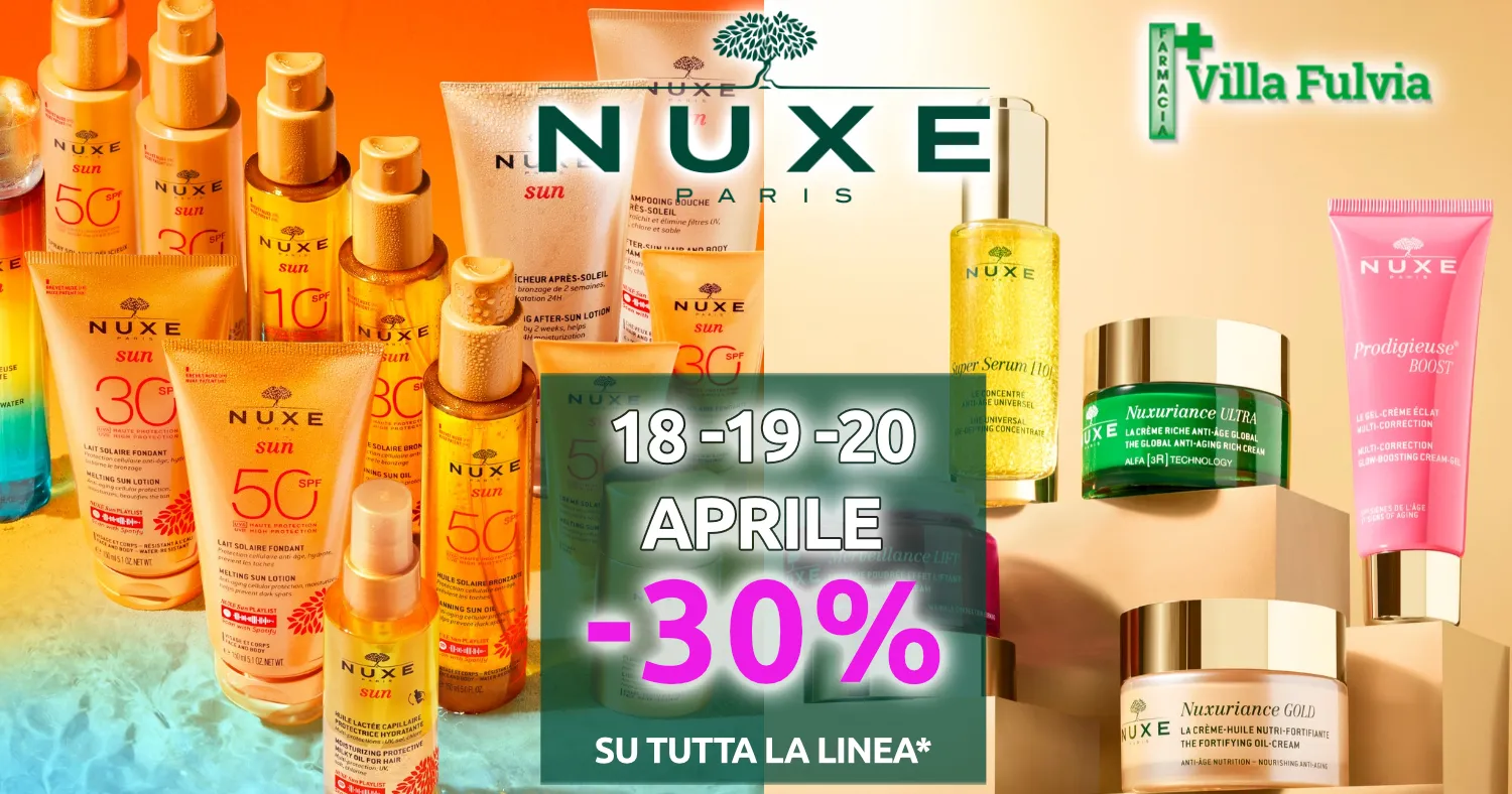 Giovedì 18, venerdì 19 e sabato 20 Aprile Nuxe -30%