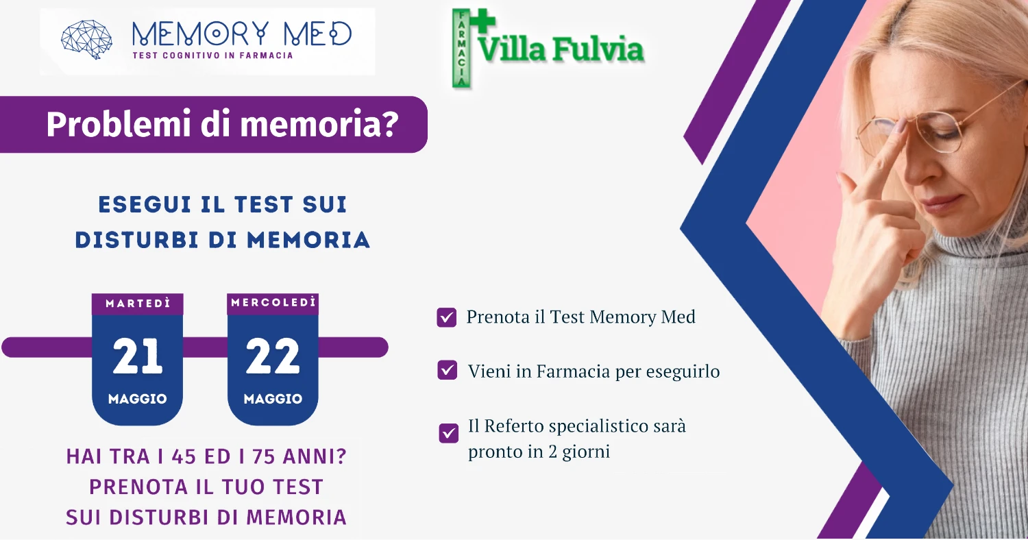 Martedì 21 e Mercoledi 22 Maggio giornate sulla prevenzione sui disturbi della Memoria