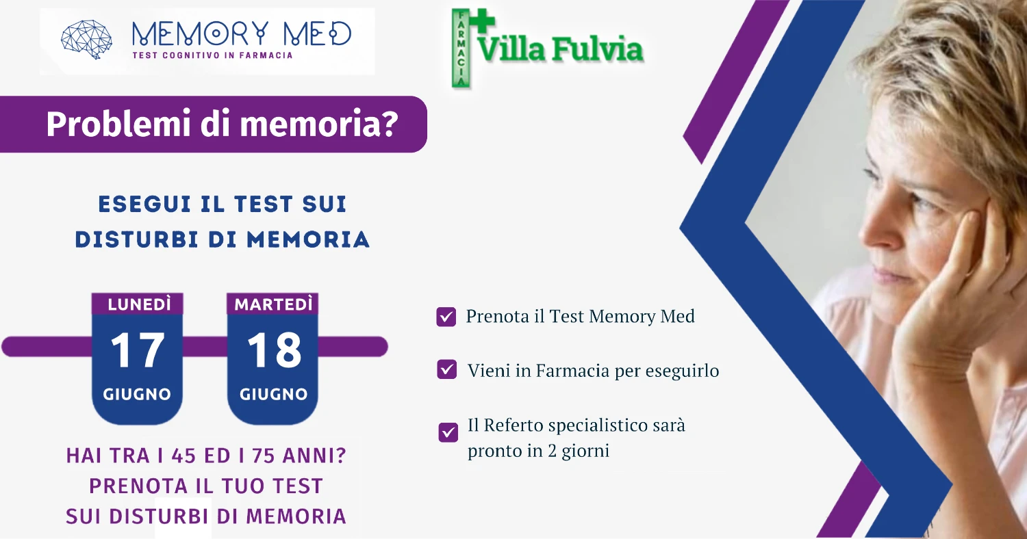 Lunedì 17 e Martedì 18 Giugno giornate sulla prevenzione sui disturbi della Memoria