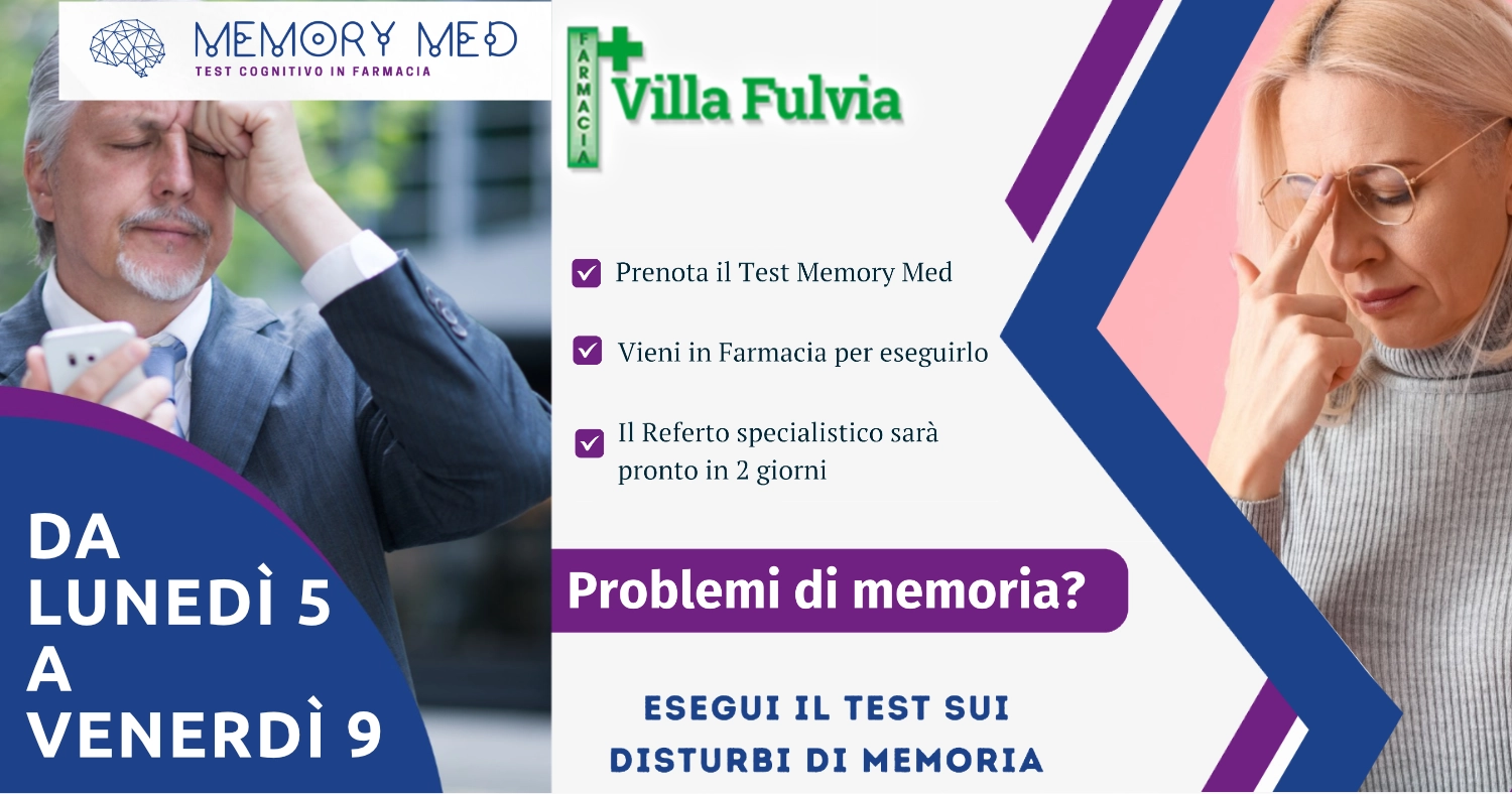 Da lunedì 5 a venerdì 9 Agosto settimana della memoria test con referto specialistico