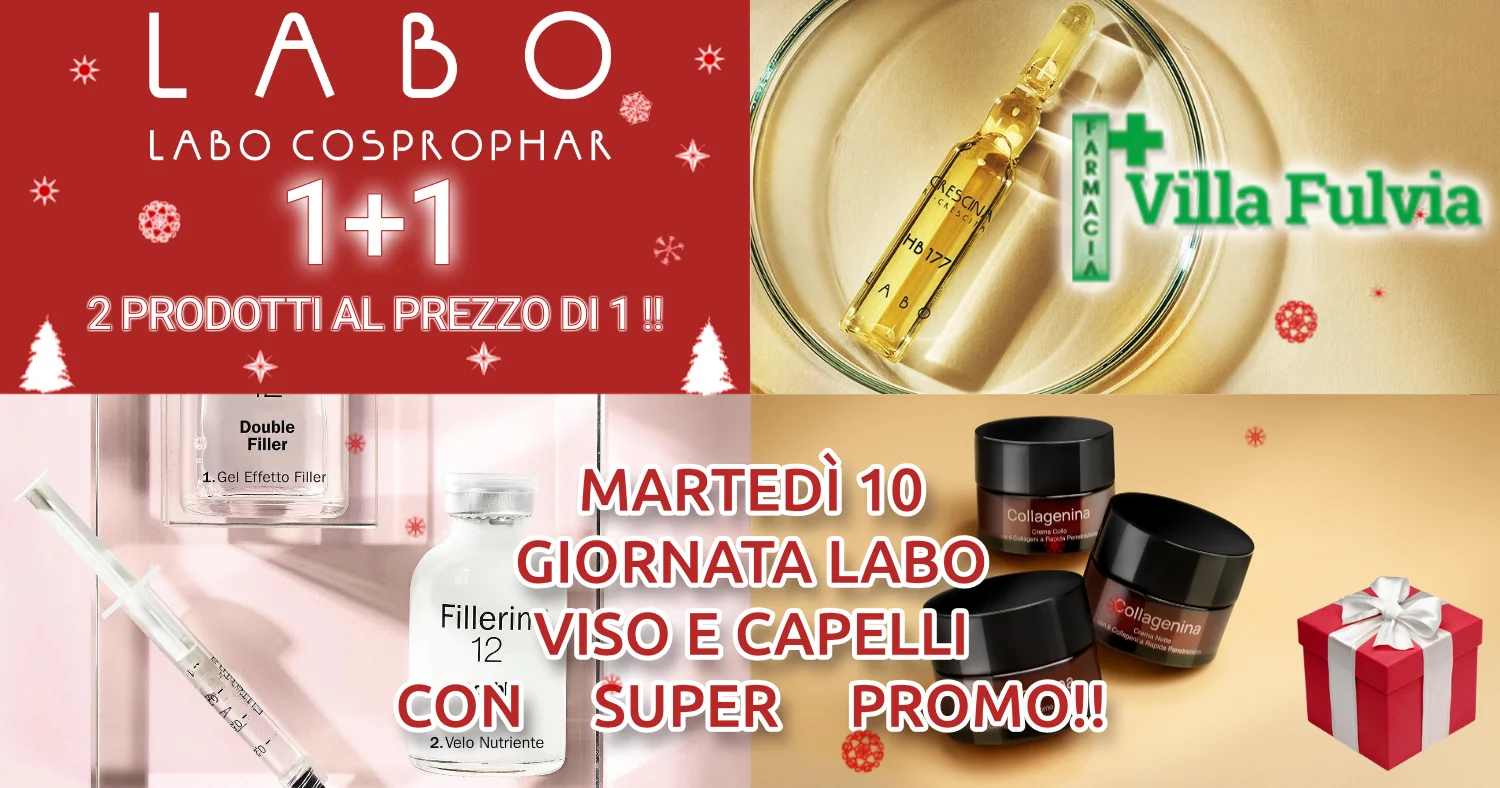 MARTEDÌ 10 DICEMBRE Giornata Labo capelli e viso. PROMO 1+1 !!