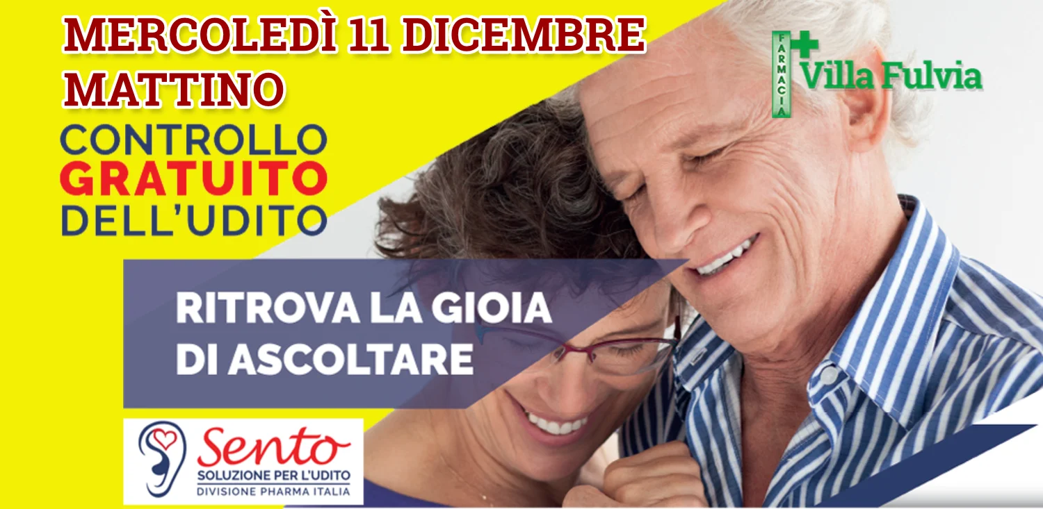 Mercoledì 11 Dicembre Mattino: test gratuito dell’udito, bastano solo 10 minuti!