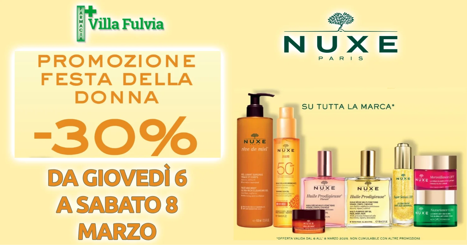 6 -7- 8 MARZO OFFERTA INCREDIBILE NUXE: SCONTO DEL 30% su tutta la linea!!