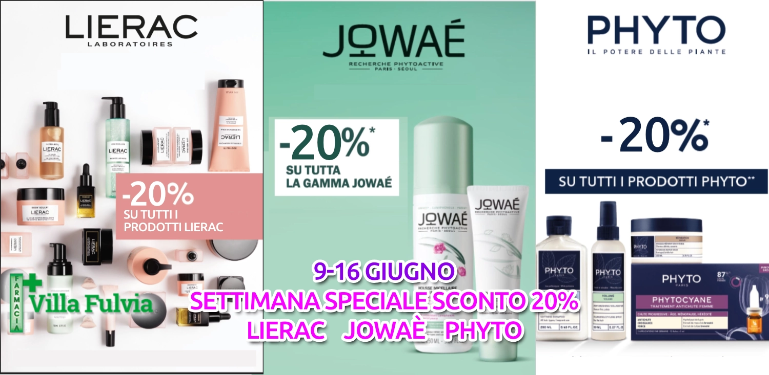 9-16 Giugno: -20% LIERAC, JOWAE', PHYTO