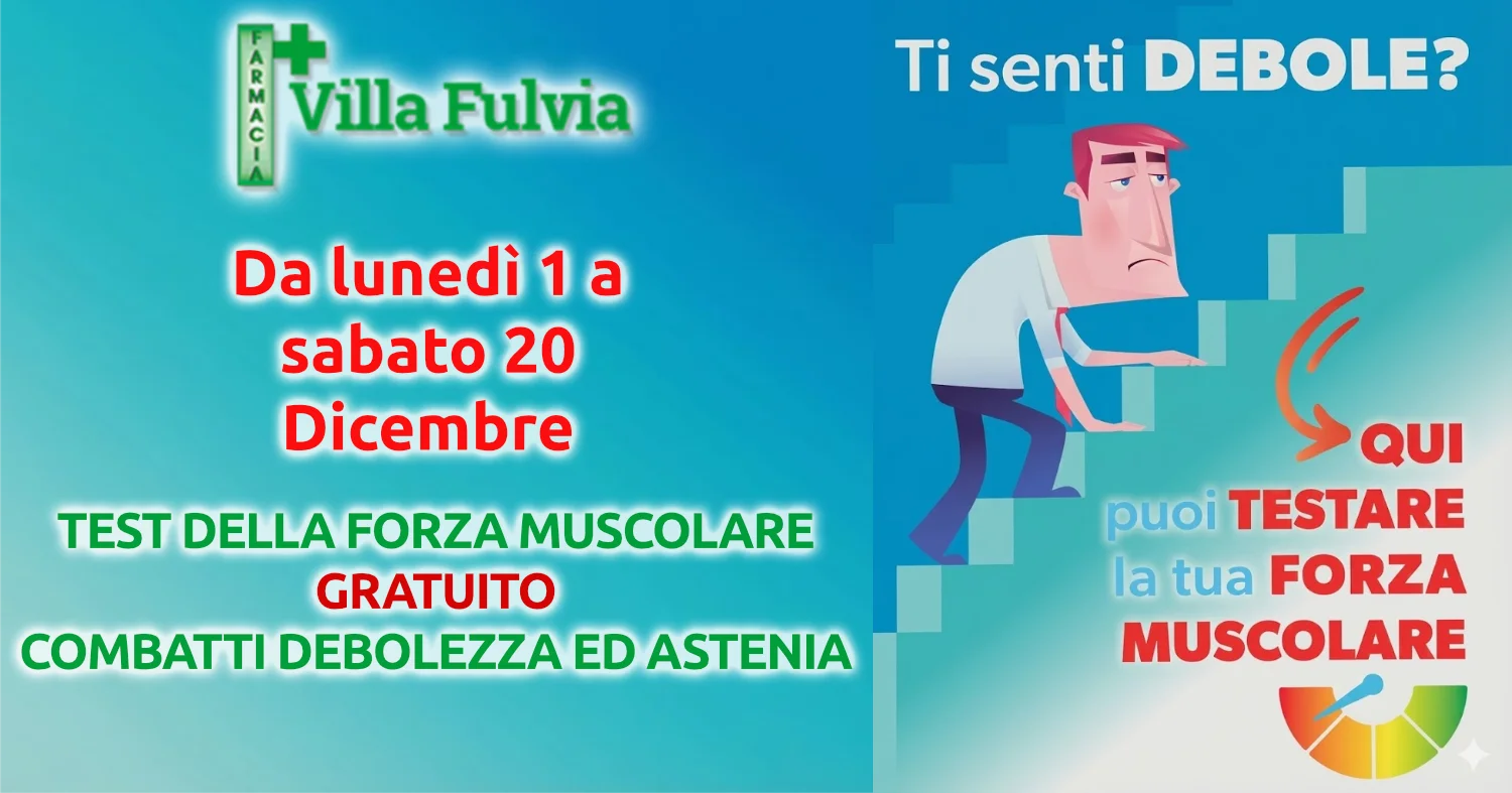 Dall'1 al 20 Dicembre TEST gratuito della FORZA MUSCOLARE Consigli contro Astenia e Sarcopenia