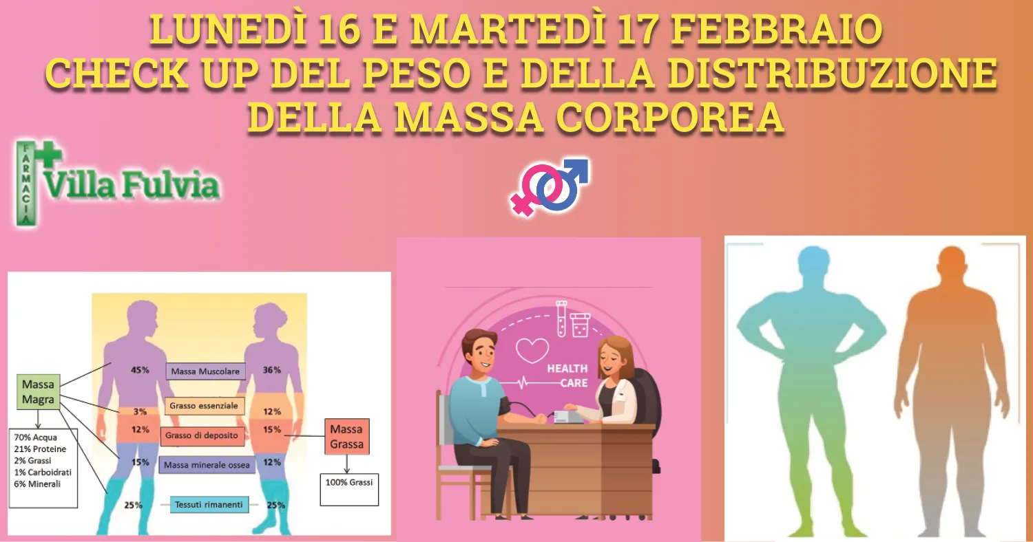 Lunedì 16 e martedì 17 Febbraio obiettivo salute check up massa corporea