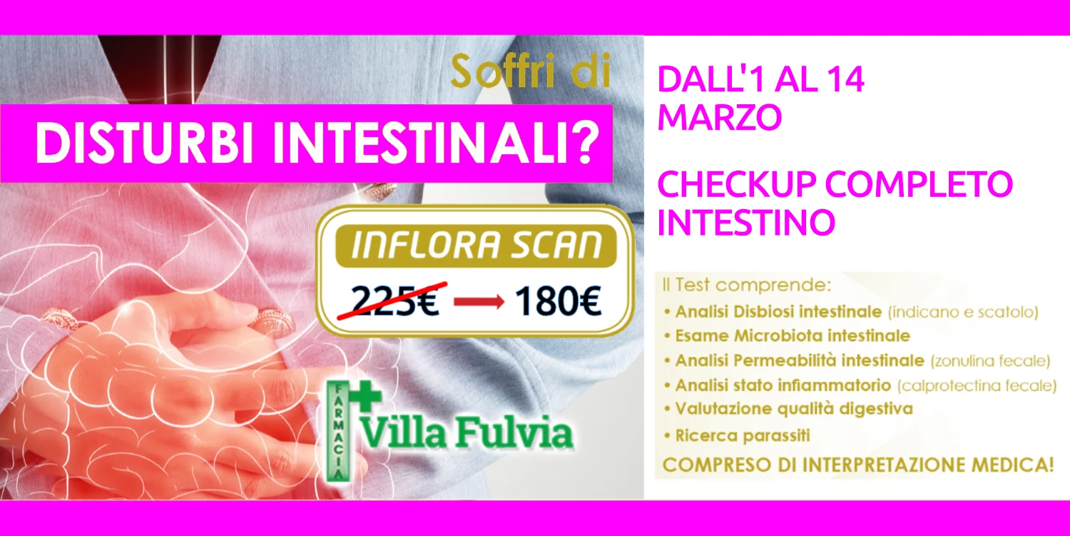 Dall'1 al 14 Marzo: CHECK UP COMPLETO INTESTINO, Sconto 20%