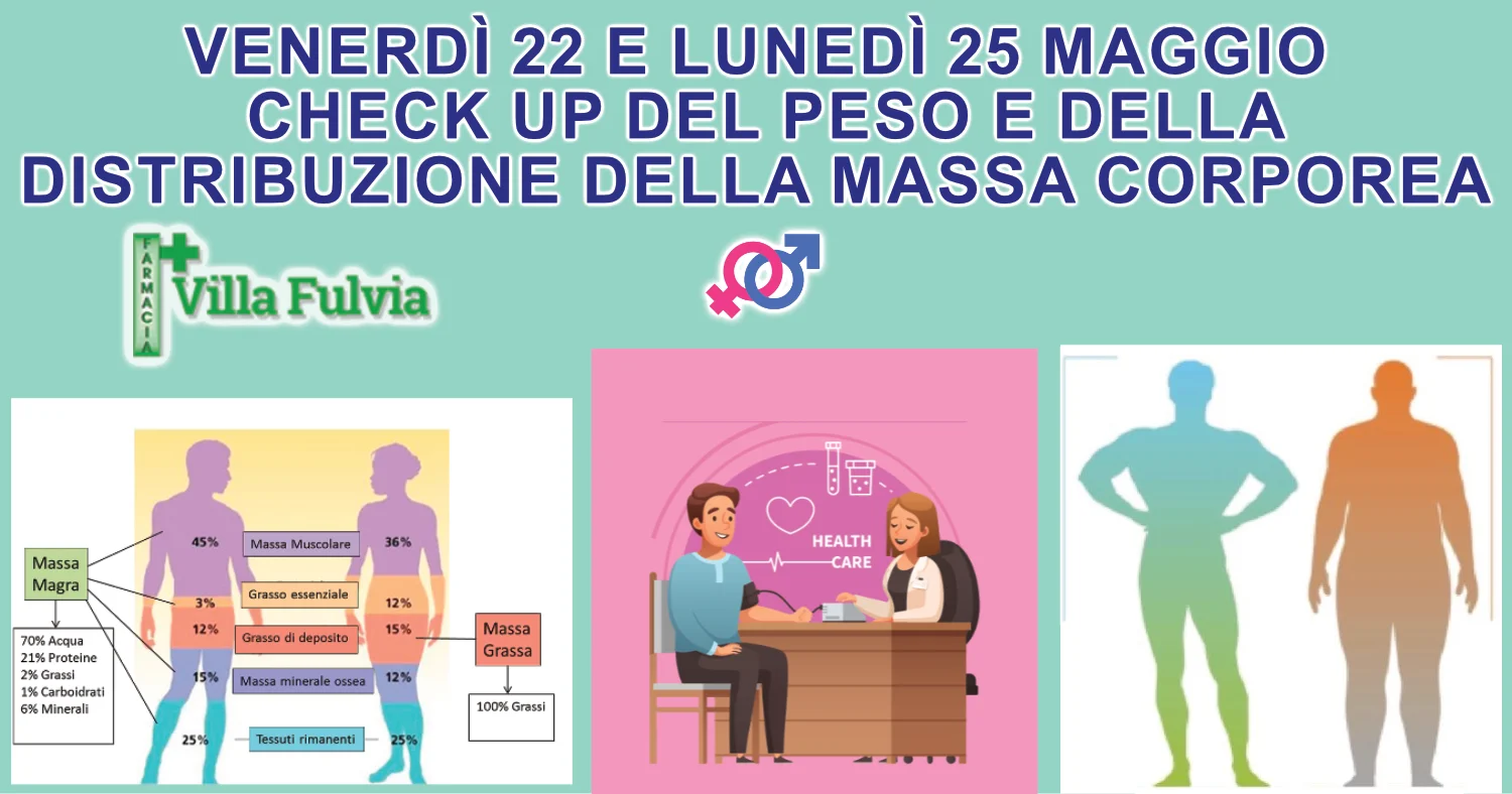 Venerdì 22 e Lunedì 25 Maggio: check up del peso e composizione corporea